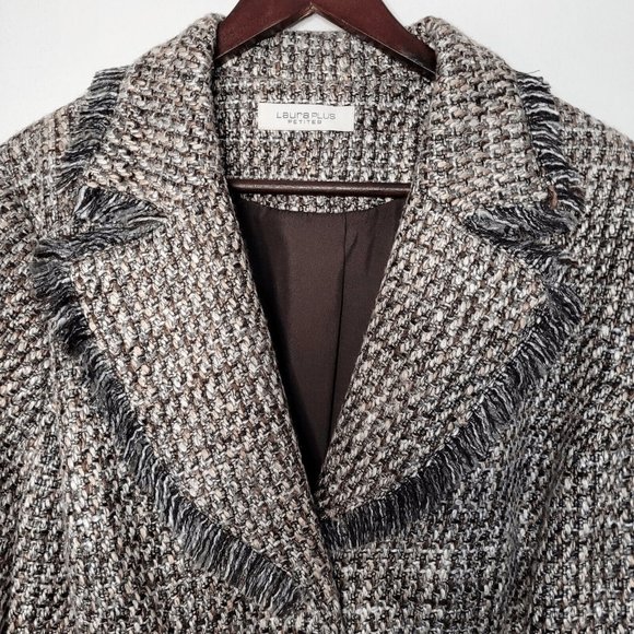 Laura Plus Petite Plaid Tweed Jacket Blazer Size L - Picture 4 of 9
